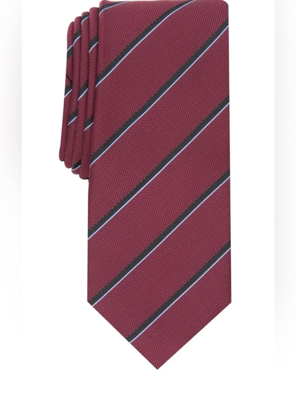Alfani Men's Clarkson Stripe Tie, Burgundy, Width: 2-3/4